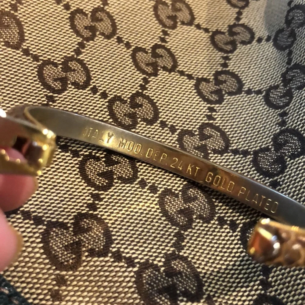 Vintage Gucci Gold GG Brown Snakeskin Bracelet - Picture 5 of 6